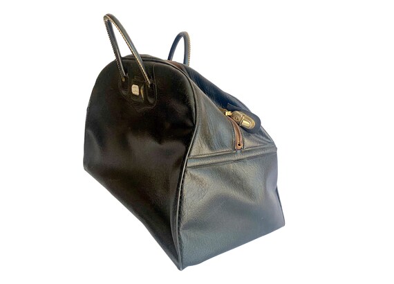 Vintage Black Duffel Bag ... 1950s Duffle Bag, Pe… - image 3