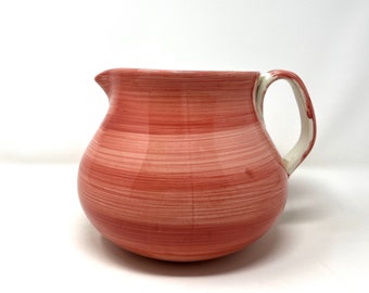 Vintage Italian Pink Ceramic Pitcher ... Furio Made in Italy Coral Pottery, Flower Vase, Cottage Chic, Water Pitcher