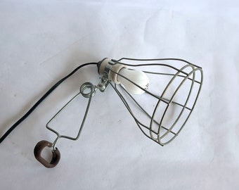 Vintage Industrial Shop Cage Light … Clip On Cage Light, Utility Steampunk Workshop Lamp, Shop Light, Metal Frame Adjustable Farmhouse Lamp