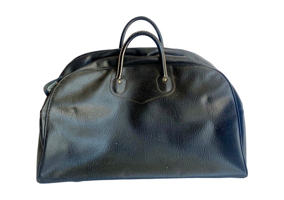 Vintage Black Duffel Bag ... 1950s Duffle Bag, Pe… - image 2