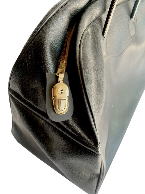 Vintage Black Duffel Bag ... 1950s Duffle Bag, Pe… - image 5