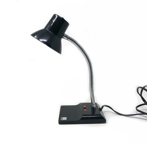 Small Vintage Modern Electrix Black Desk Lamp … Adjustable Gooseneck 1970s Lighting, Black and Chrome, Small Retro Mod Office Lamp, MCM