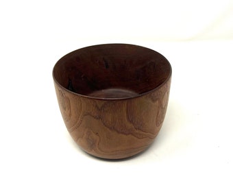 Vintage Small Wood Hand Carved Bowl ... Rounded MCM Danish Modern Midcentury Catch All Bowl, Round Bowl, Handmade Bowl