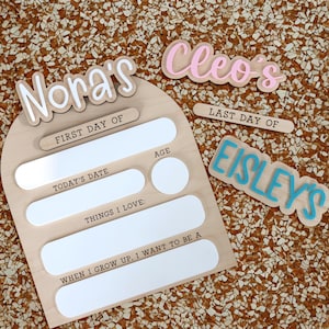 Custom Back to School Sign for Kids, Personalized Wooden First Day Last Day Board, Interchangeable Name Sign, School Photo Prop