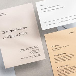 Minimalistische sjabloonsuite huwelijksuitnodiging • Modern bewerkbaar canvasontwerp • Directe download voor elegante bruiloften, RSVP, detailkaart