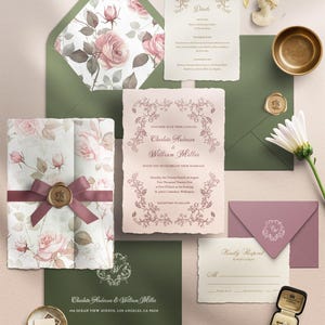 Hand-Drawn Floral Wedding Invitation Template | Editable Invitation Set with Illustrated Flowers | Invite, RSVP, Printable Digital Download