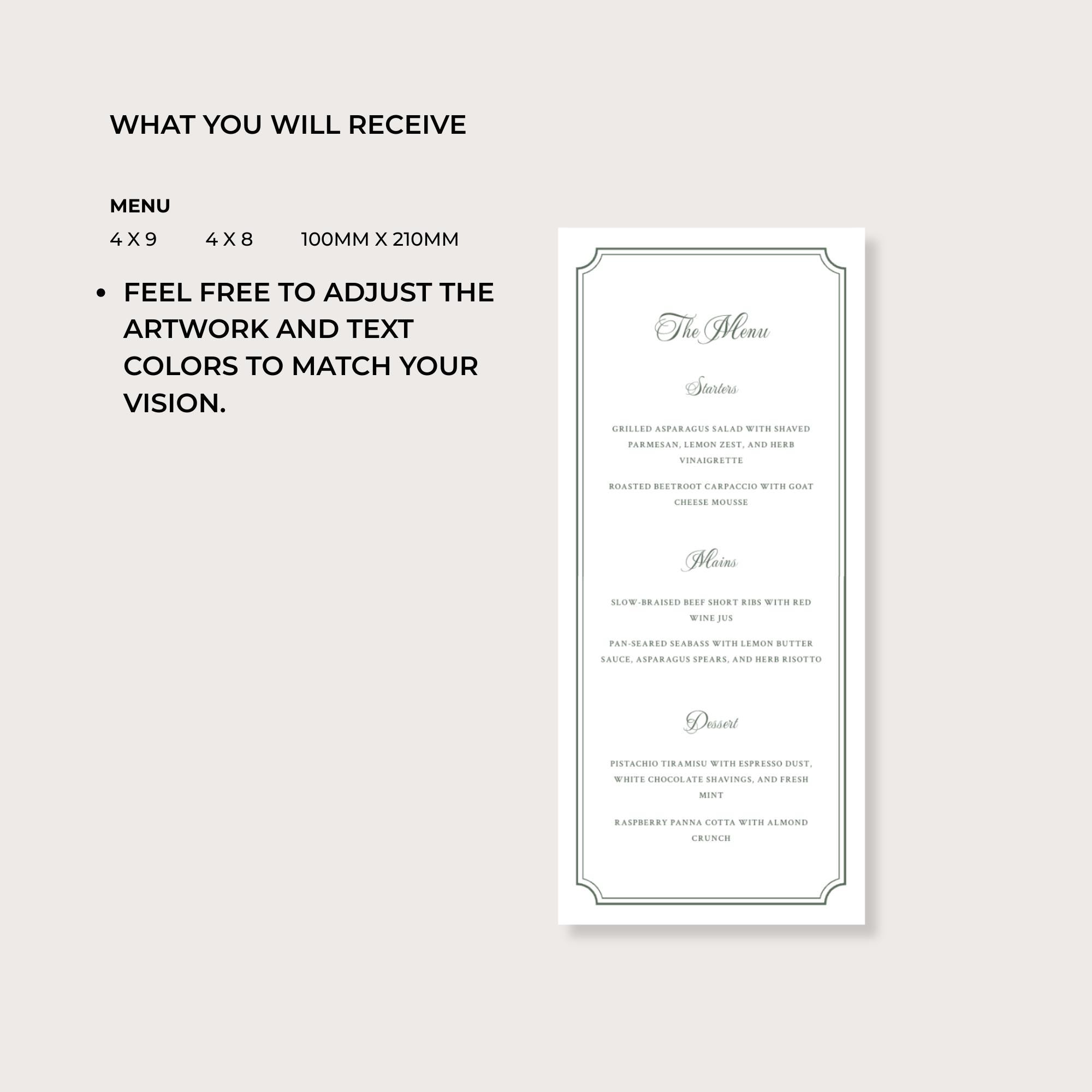 Classic Line Menu Template | Editable Canva Design | Hand-drawn Vintage ...