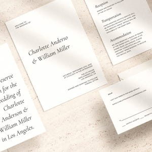 Ensemble de faire-part de mariage • Modèle de toile modifiable • Design minimaliste moderne • Réservez la date, RSVP, carte de détails • Téléchargement numérique