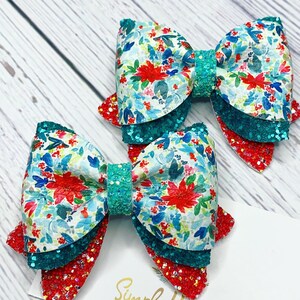 Christmas Hair Bows For Girls, Christmas Hair Clips For Toddlers, Christmas Pigtail Sets, Holiday Gift for Girl, Small 3 Inch Hairbows