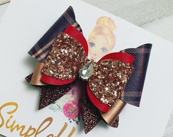 Christmas Hair Bow: Santa + Reindeer + Snowflake + Christmas Tree + Buffalo Plaid + Golden Ticket + Christmas Movie + Gingerbread + Nativity