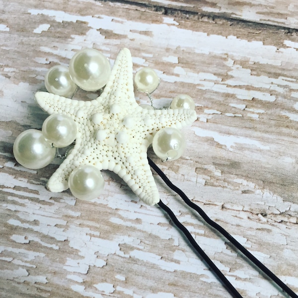 Starfish and Pearl Beach Wedding Hair Accessories, Bride Hairpiece + Flower Girl +  Sea Shell Bridal Headpiece, Mermaid Costume Accessory