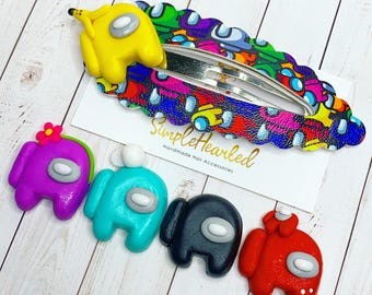 Video Game Hair Clip: Glitter Faux Leather Bow, Alligator or Snap Clip