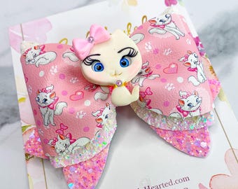 Character Hair Bow on Alligator Clip: Marie Cat, Peanuts Friends, Bubblegum, Caring Bears, La Boo’s, Ice Cream Cones
