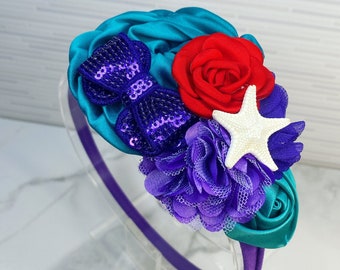 Mermaid Headband {Newborn, Baby, Toddler, Girl & Adult} Under the Sea + Ocean Queen + Cake Smash + Photo Prop + Glitter Band + Starfish