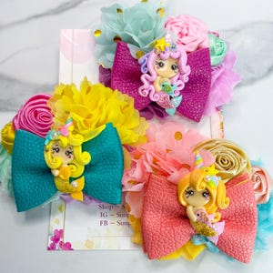 Mermaid Hair Bows for Toddlers, Girls & Tween, Glitter Hair Clip, 4 in Big OTT, Side Part, Ponytail, Messy Bun, Under the Sea Hairpiece