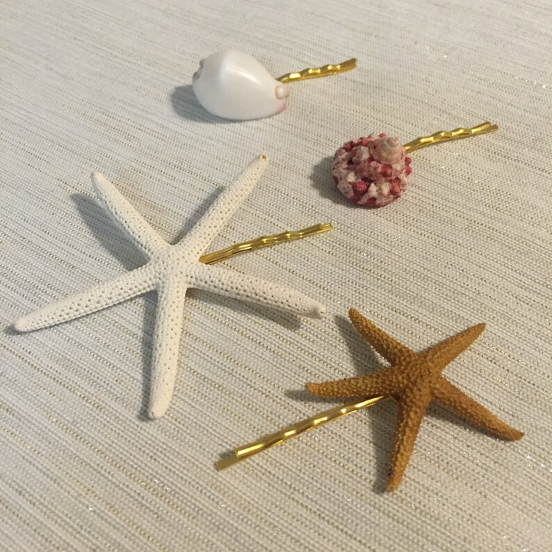 Mermaid Hair Accessories Starfish Hair Pins Beach Wedding Bridal Hairpiece Flower Girl Sea Shells Set of 4 Bobby Pins Beach image 4