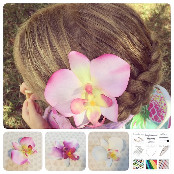 Pink Orchid Hair Accessory: Bridal Party Hair, Flower Girl, Beach Wedding, Orchid Bobby Pin, Pink Orchid Hair Clip, Floral Orchid Barrette