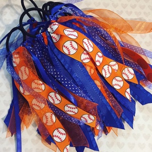 Softball Ribbon Ponytail Ribbons, Sports Hair Ties, Softball Hair Ribbons, Softball Hair Bow, Choose Sport Ribbon + 2 Matching Ribbon Colors