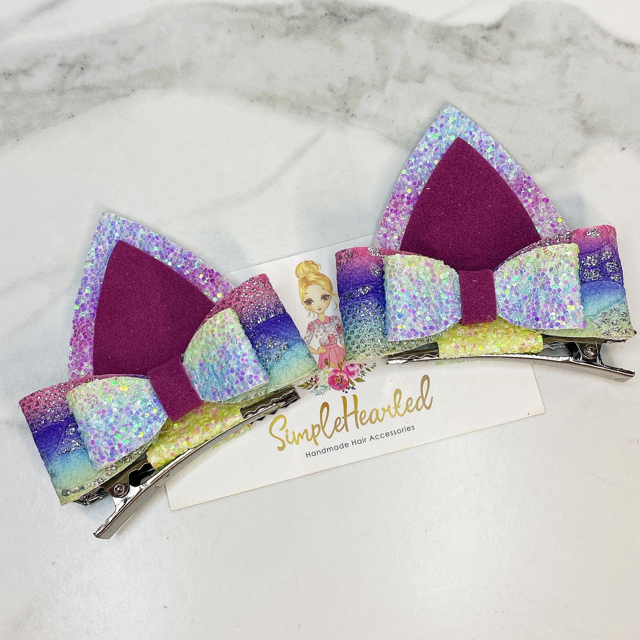 ? Super Adorable Metallic Rhinestone Pair Of Kitty Cat Ear Hair Clips ?‍⬛ Amazon.com : 16 Pcs Cat Ears Hair Clips for Girls Cat Themed  main image 2