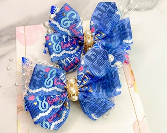 Southern Belle Pigtail Hair Bow Set: Glitter Faux Leather, Alligator Clip