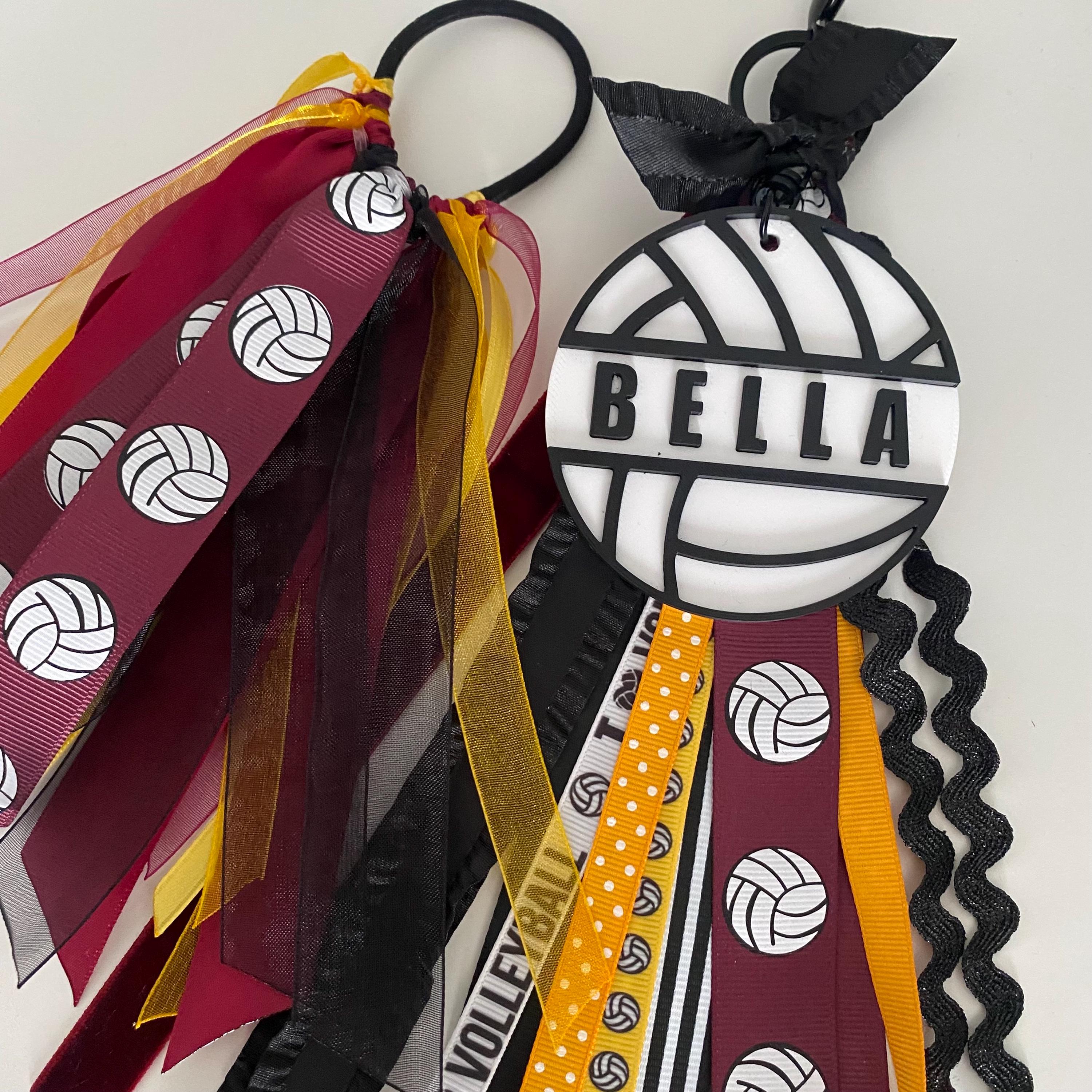 Ponytail Ribbons + Personalized Sports Bag Tag Tassle Streamer Clip On ...