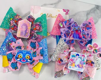 K-Pop Hunters Hair Bow, K POP Blue Tiger Ear Clip, Huntrix and Saja Boys Accessory, KPop