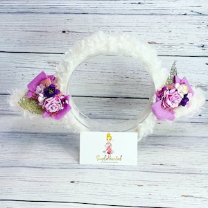 Baby Lamb Headband, Fuzzy Lamb Ear, Hair Piece, Lamb Costume, Mary Had A Little Lamb, Halloween Costume, Baby Sheep, Floral Bow, Merino Wool