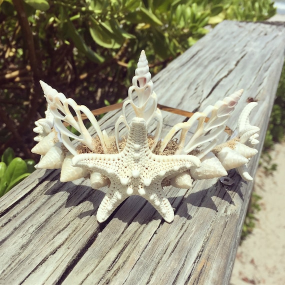 Serre Tête étoile De Mer Coquillage Couronne Sirène Casque Couronne De Mariage De Plage Fille De Fleur Cheveux De Mariée Parti Sirène Diadème