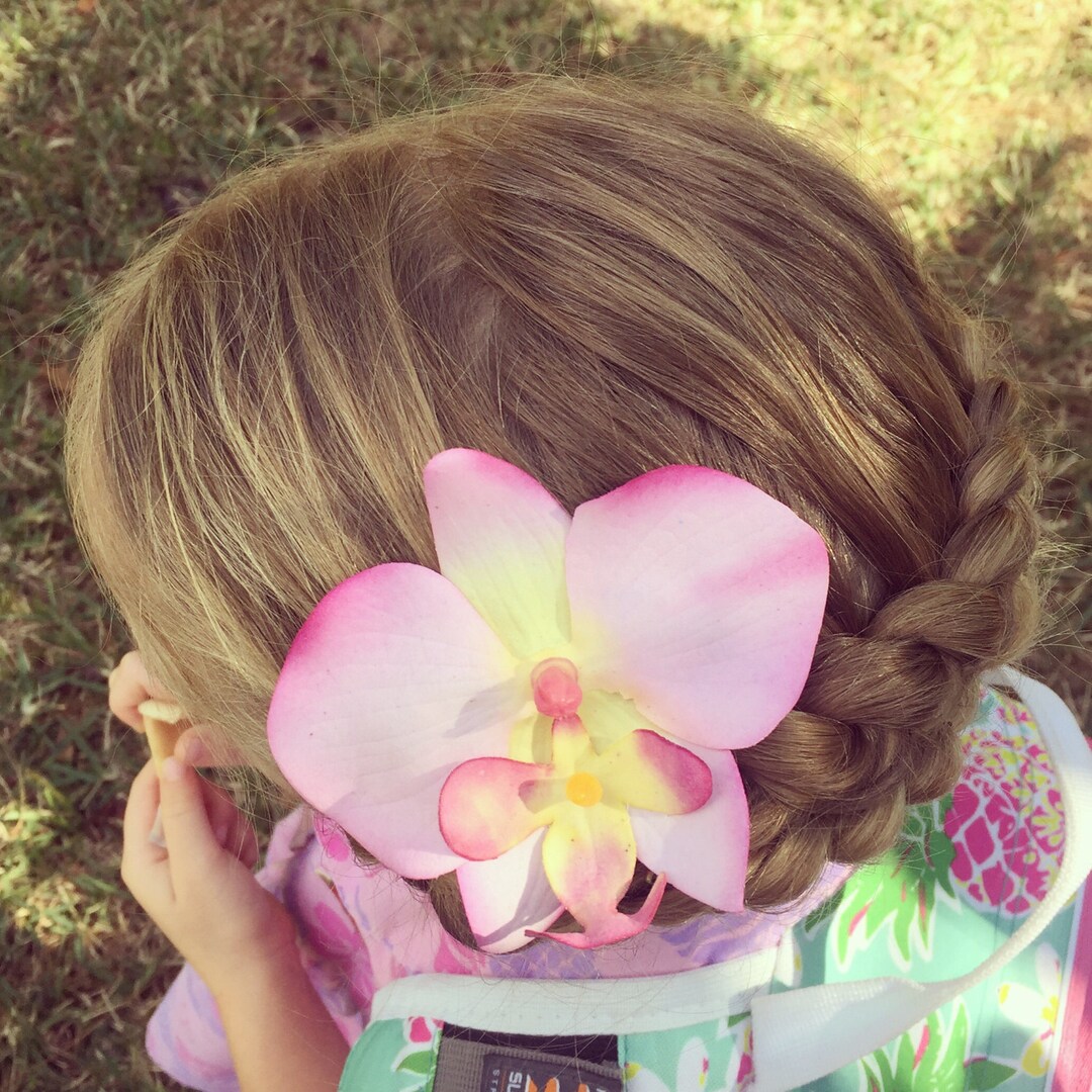 Pink and white orchid hair barrette clips Amazon.com : Pink Orchid Flower Hair Clip,Flower Hair Clip  main image 4