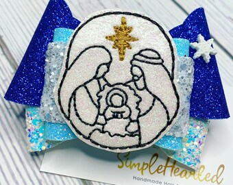 Christmas Hair Bow: Santa + Reindeer + Snowflake + Christmas Tree + Buffalo Plaid + Golden Ticket + Christmas Movie + Gingerbread + Nativity