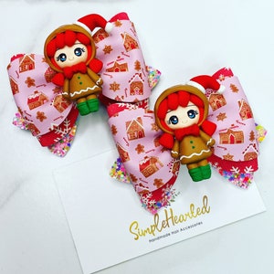 Christmas Hair Bows For Girls, Christmas Hair Clips For Toddlers, Christmas Pigtail Sets, Holiday Gift for Girl, Small 3 Inch Hairbows