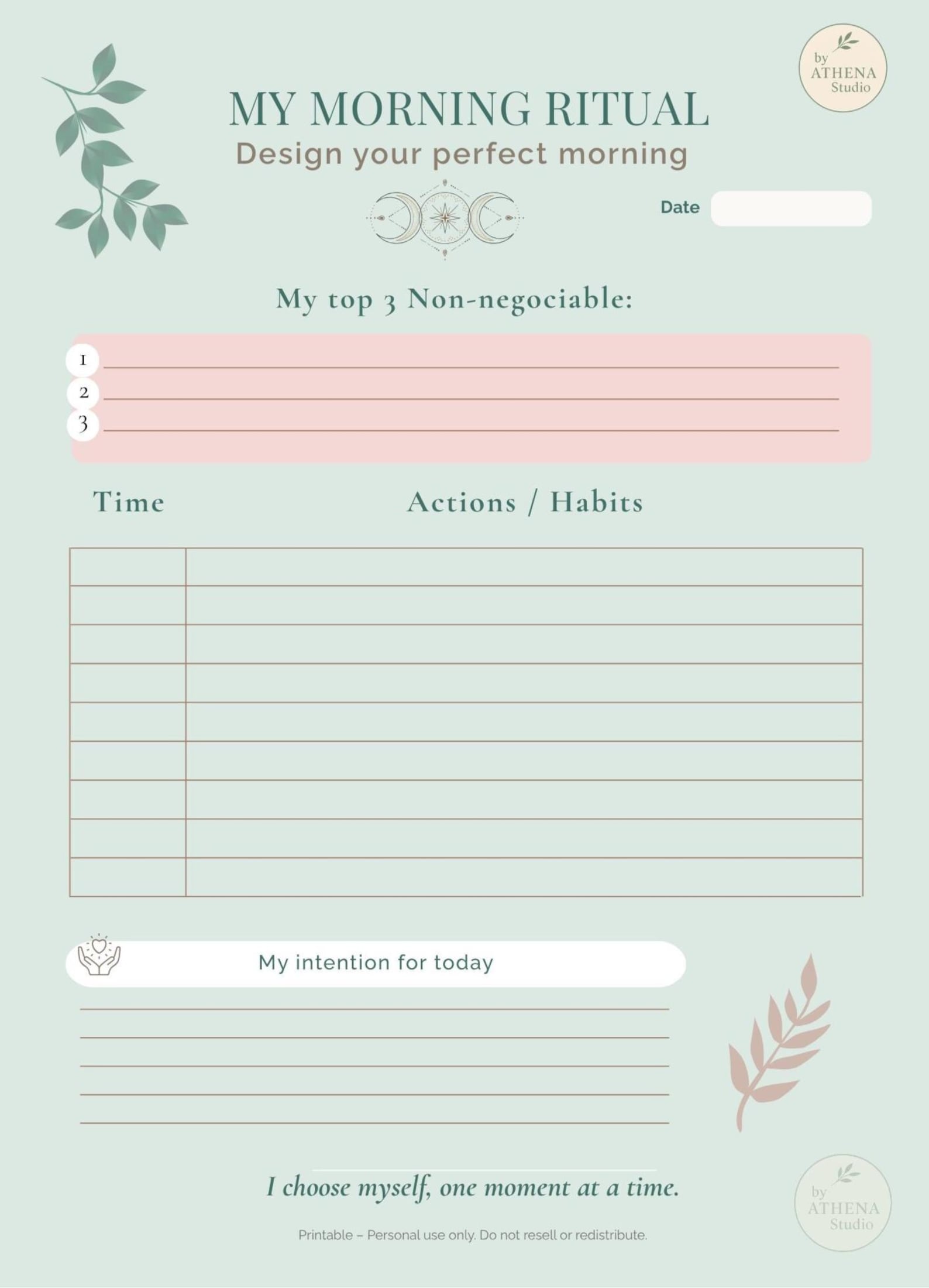 My Morning Ritual – Printable Daily Routine Template | A4 + US Letter ...