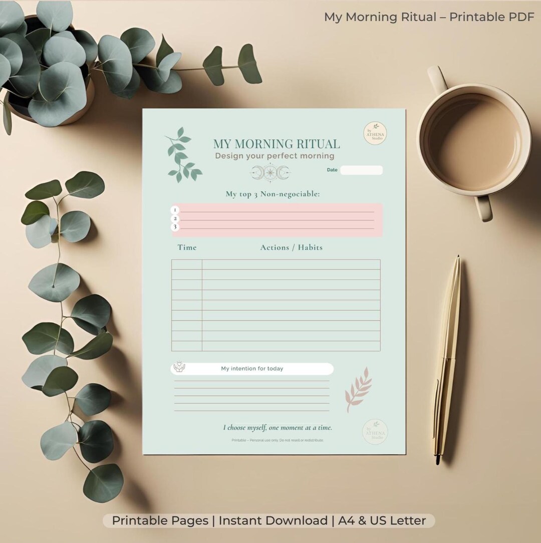 My Morning Ritual – Printable Daily Routine Template | A4 + US Letter ...