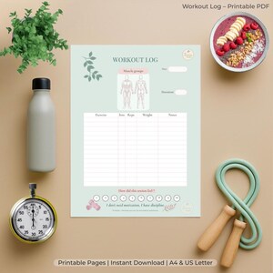 Registro de entrenamiento imprimible (A4 y tamaño carta de EE. UU., PDF) / Registre su entrenamiento de fuerza y vea su progreso semana a semana