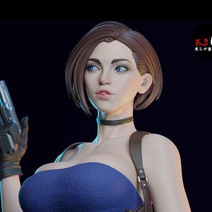 Jill Valentine Figure – Resident Evil Inspired Handmade Fan Art Statue for Horror Game Collectors