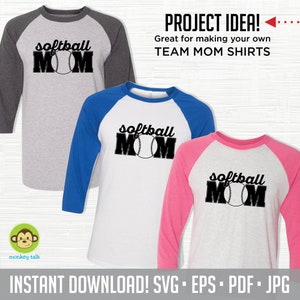 Softball Mom Instant Download for Silohette and Cricut Machines Includes svg, eps, pdf and jpg Clip Art for Custom Shirts or Decals