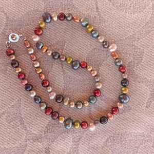 Real Pearl necklace, colorful freshwater pearls, multicolor necklace, elegant stylish jewelry, gift for her/friend, Wedding jewelry