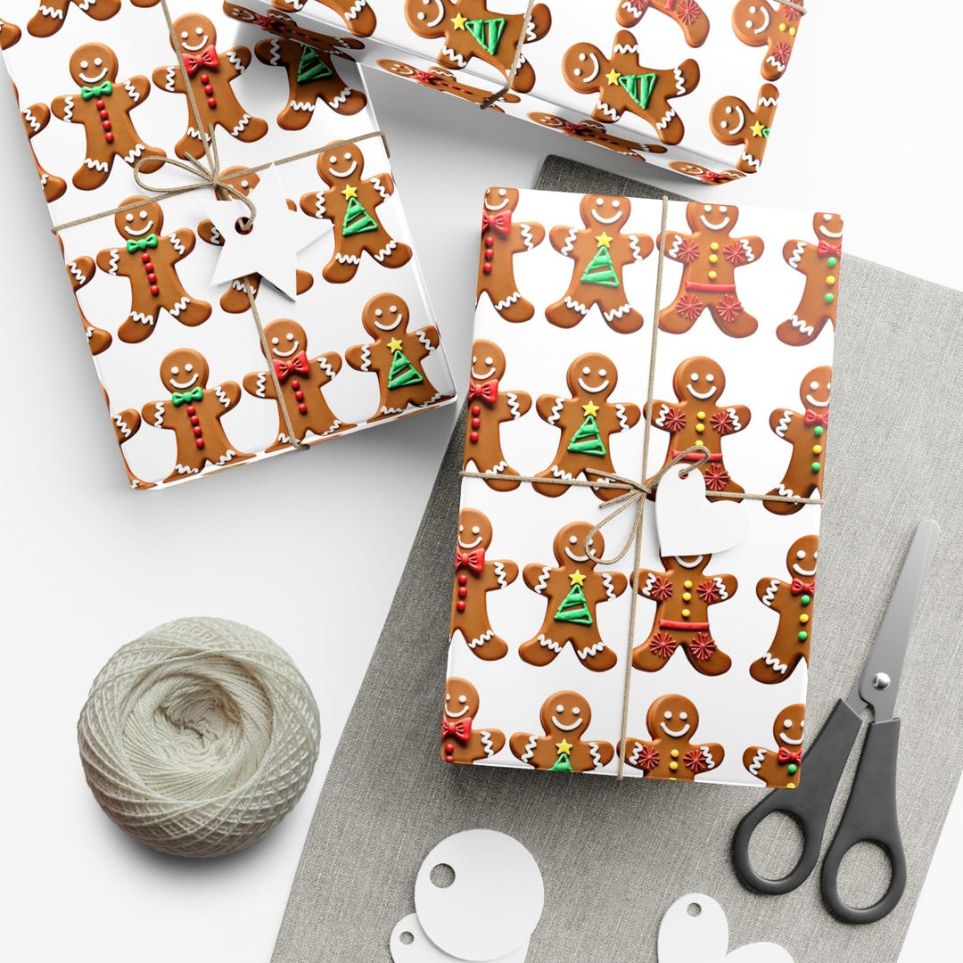 Gingerbread Gift Wrap Papers Holiday Wrapping Paper, Christmas Gift