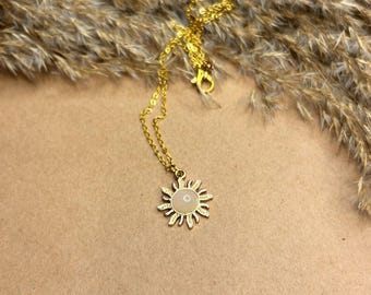 Collana con ciondolo Sole Celeste Boho Fairycore Argento Oro Opale Gioielli Whimsigoth Delicato Regalo Estivo