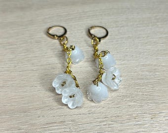 Orecchini pendenti con ciondolo a forma di fiore, regalo di gioielli floreali in vetro
