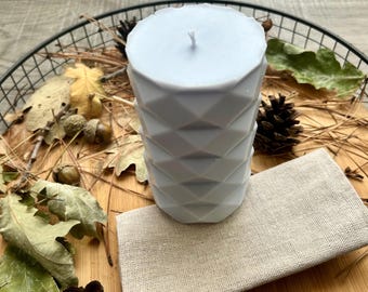Candela geometrica in cera di soia – Pilastro moderno e minimalista, ecologico