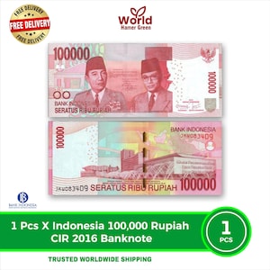 1 banconota da 100.000 rupie, Indonesia 2016 P-160, carta moneta UNC, valuta asiatica da collezione