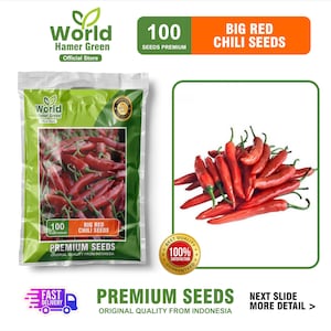 Large Red Chili Seeds, 100 Seeds, Spicy Pepper, Heirloom Variety, Easy to Grow, Non-GMO