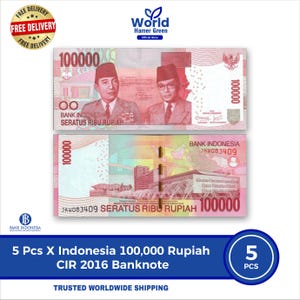 5x Indonesia 100,000 Rupiah, 2016 Banknotes P-160, Half Million IDR, Collectible Currency, Asian Paper Money, Circulated Bills