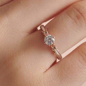 Round Cut Moissanite Solitaire Engagement Ring, 14k Rose Gold Ring, 925 Sterling Silver Promise Ring, Handmade Jewelry, Gift For Her