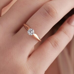 Round Cut Moissanite Hidden Shank Engagement Ring,  Rose Gold Ring, 925 Sterling Silver Ring, Anniversary Gift, Gift for Wife, Promise Ring