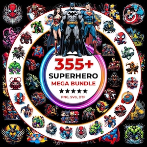 Plus de 355 super-héros Png Bundle, des cliparts super-héros, des cliparts super-héros Marvel, dessin animé Svg Design, des cliparts Avengers, des fichiers pour Sublimation de super-héros