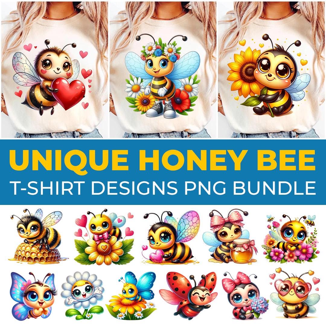 Honey Bee Png Bundle, Sweet Bees PNG, Cute Bees Clipart Bundle, Cute ...
