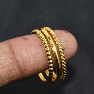 Sterling Silver Stacking Rings Set: Hammered, Twisted, Smooth