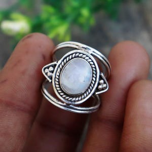 Rainbow Moonstone Ring, 925 Sterling Silver, Handmade Ring Women, Statement Ring, Anniversary Gift, Gift For Her, Beautiful Ring, Gift Ring